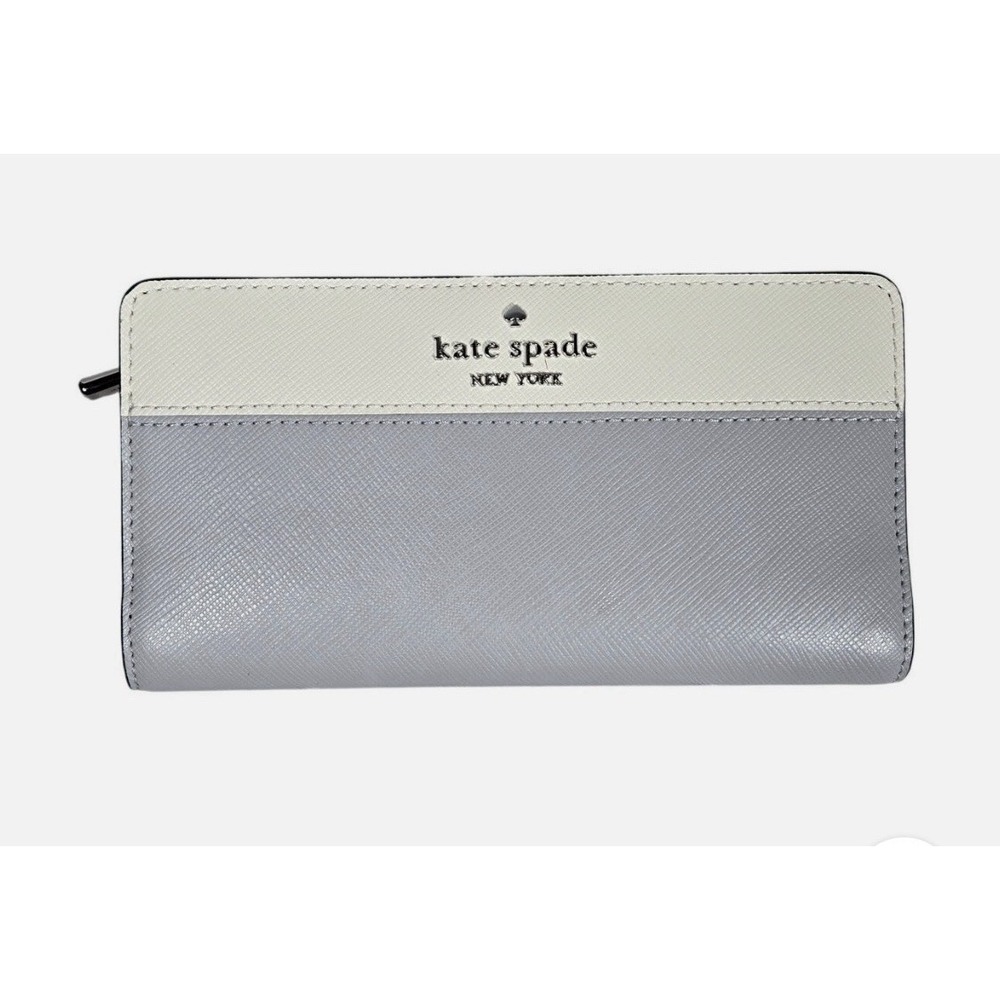 Kate Spade Madison Colorblock Leather Large Continental Platinum Gray